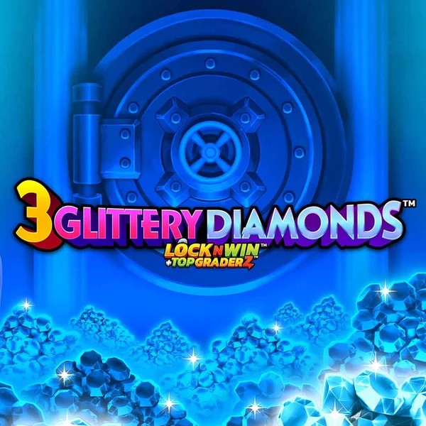 Official Slots logo: 3 Glittery Diamonds by PearFiction Studios at Duffspin Casino