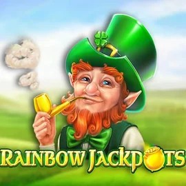 Rainbow Jackpots slot logo by Red Tiger Gaming at Duffspin Casino